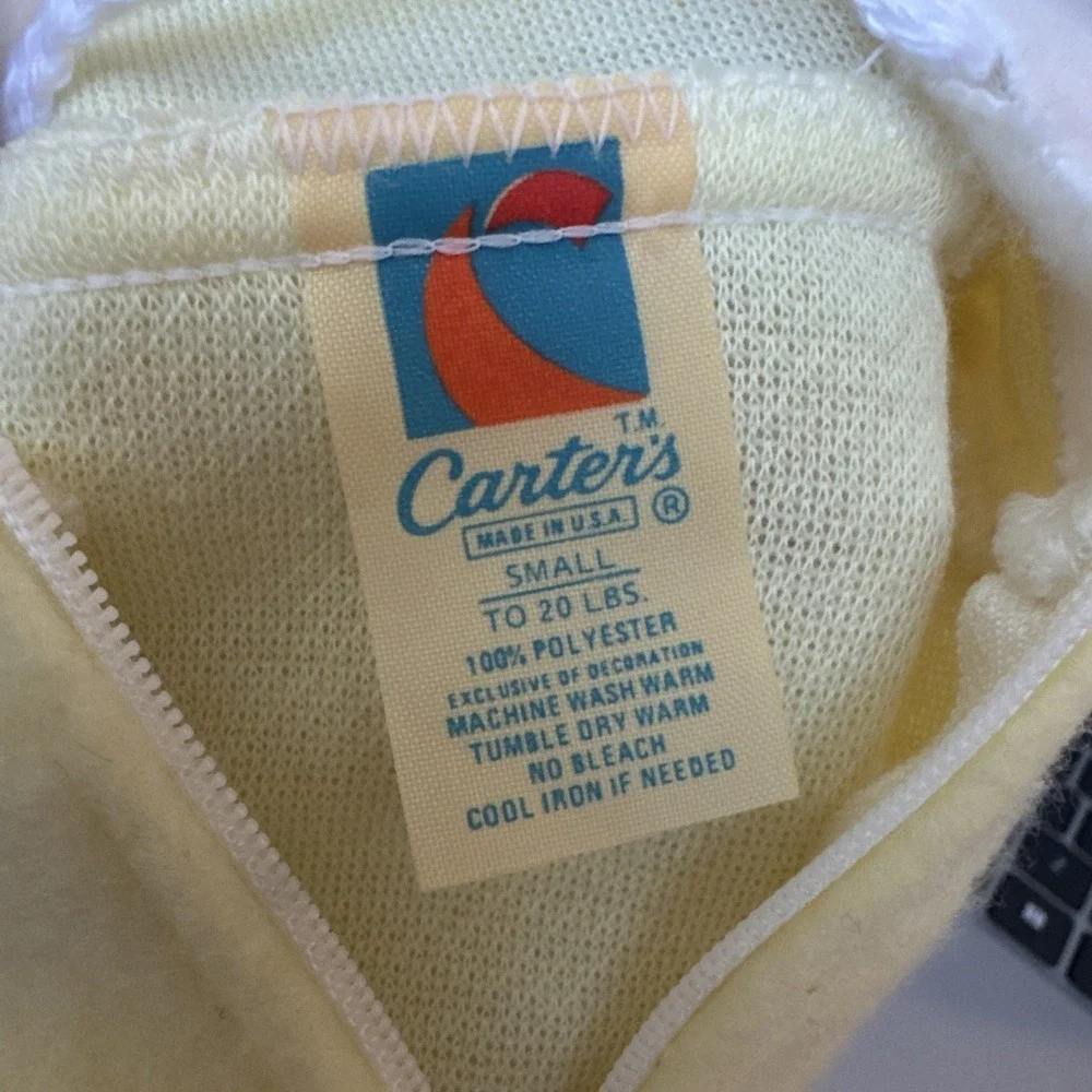 Vintage Carters Yellow Baby Bunting Winter Suit Fleece Size Small up to 20 lbs